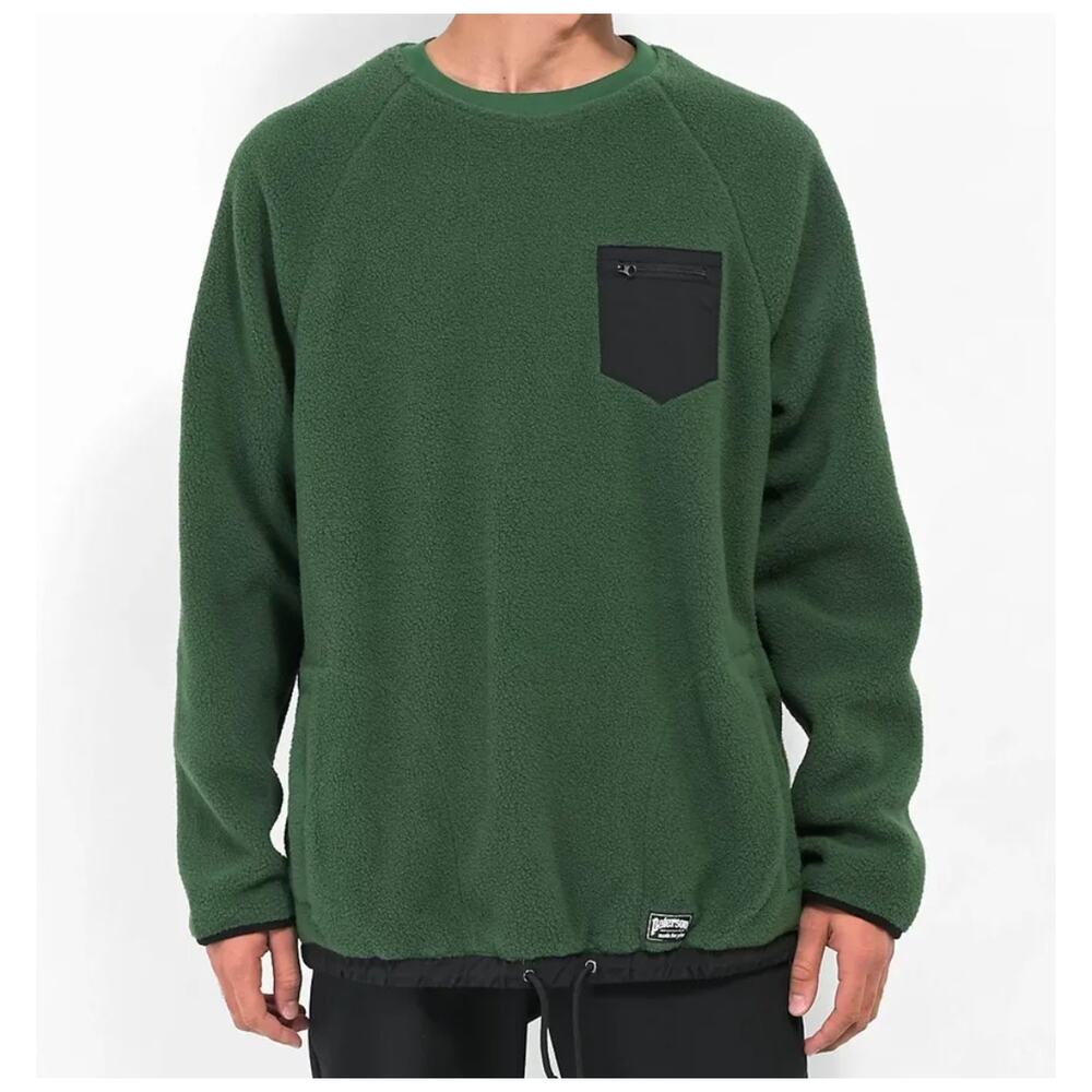 Paterson Cozy Pullover Fleece Men's Sz S Dark Green‎ Lined Long Sleeve Gorpcore